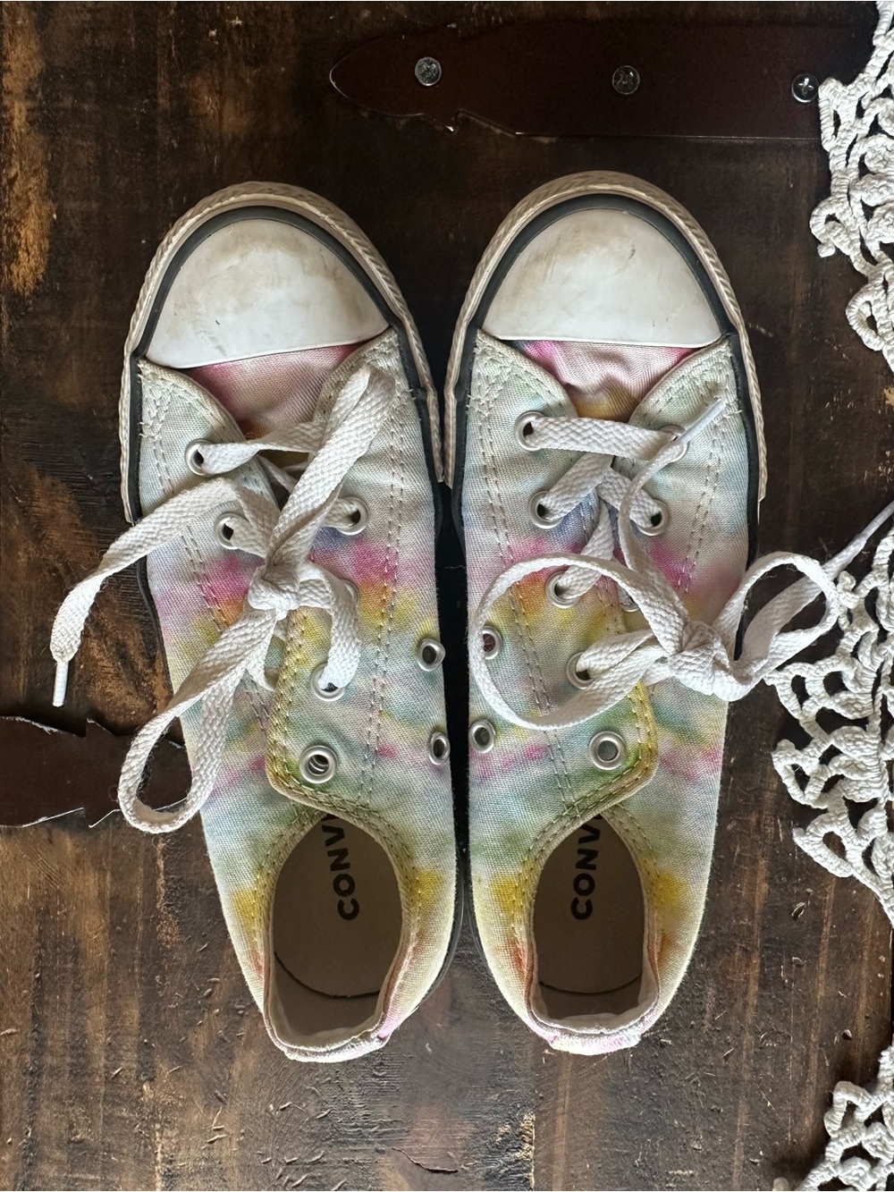 Converse Kids Pastel Tie-Dye Low Top Sneakers in Pink, Yellow, Green, Blue